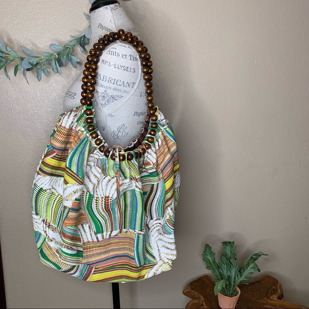 Hobo Tote with Beaded Handles
